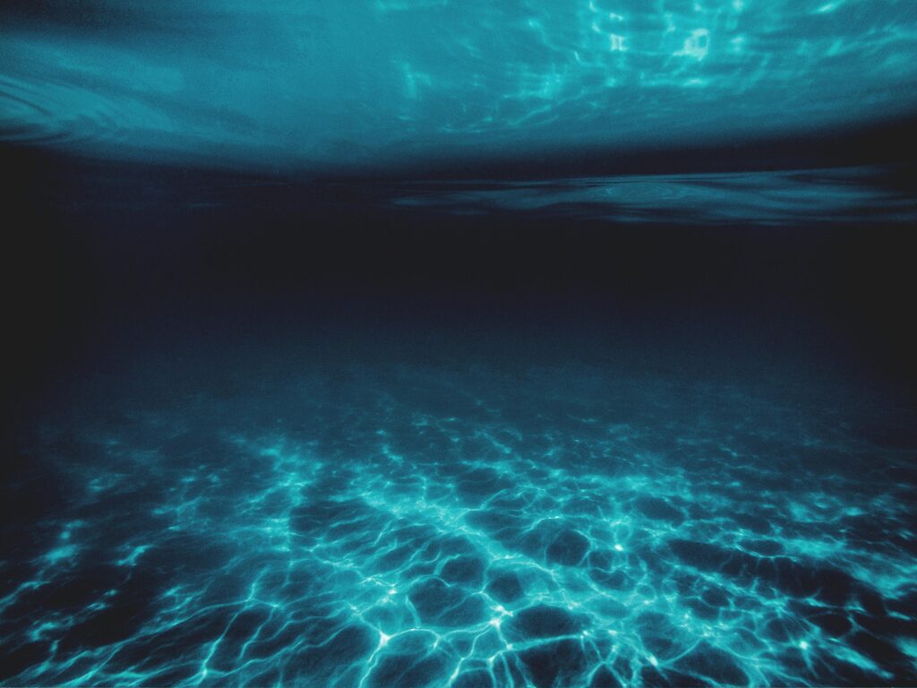 Ocean water's depths represent deep reflection and soul work.