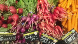colored vegetables at market