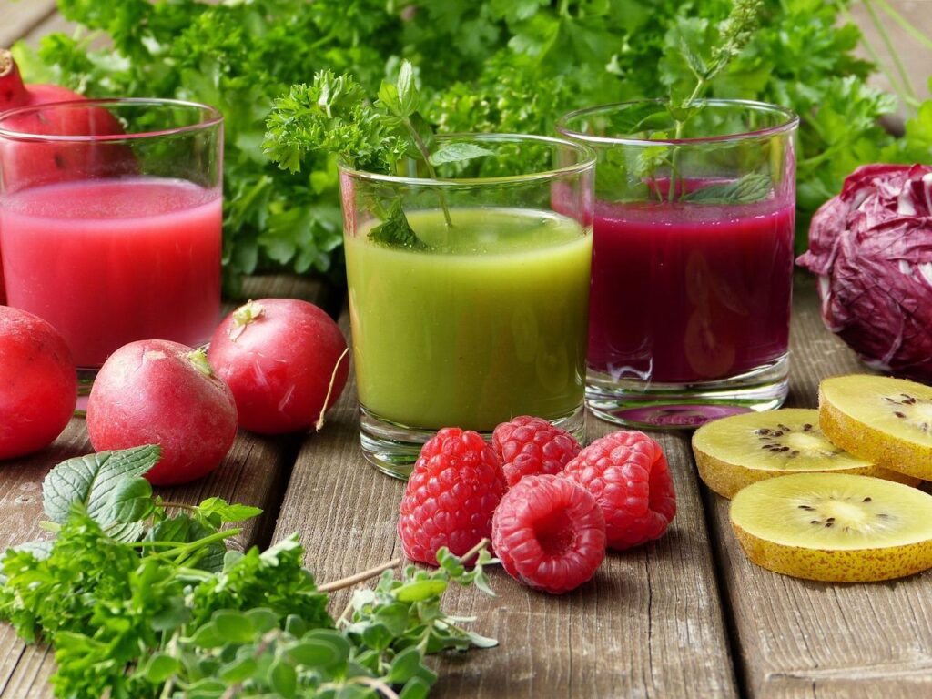 vegies and fruit drinks