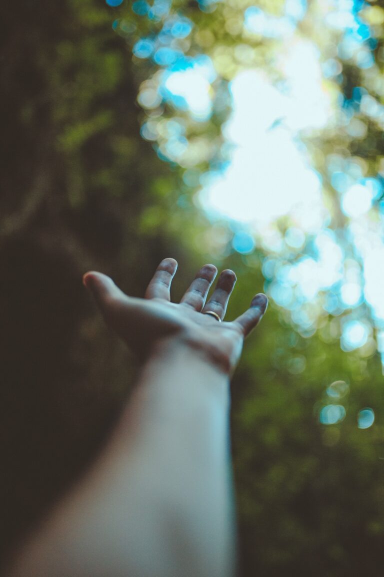 An open hand reaches up to the sun. Dream works promotes spiritual awakening.