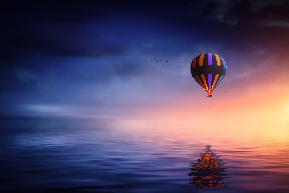 colorful balloon over the sea