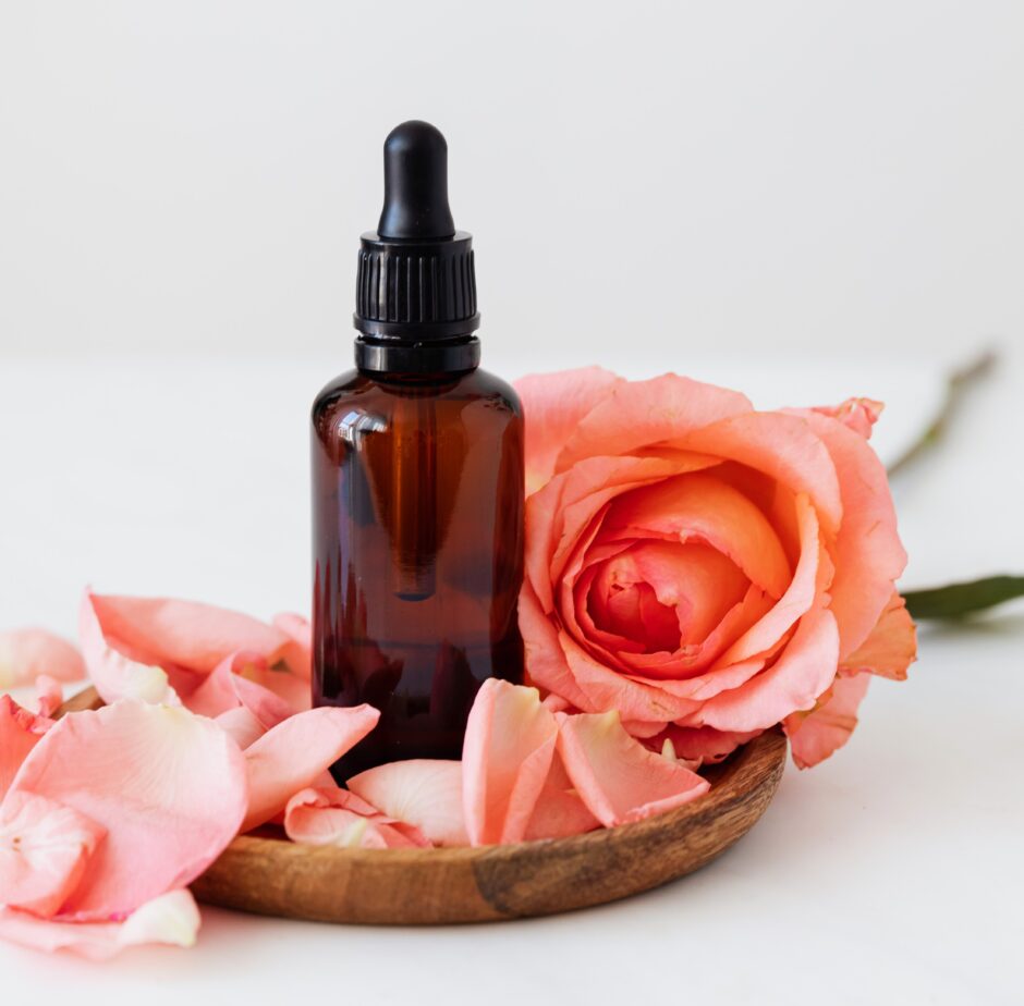 Essence bottle with roses