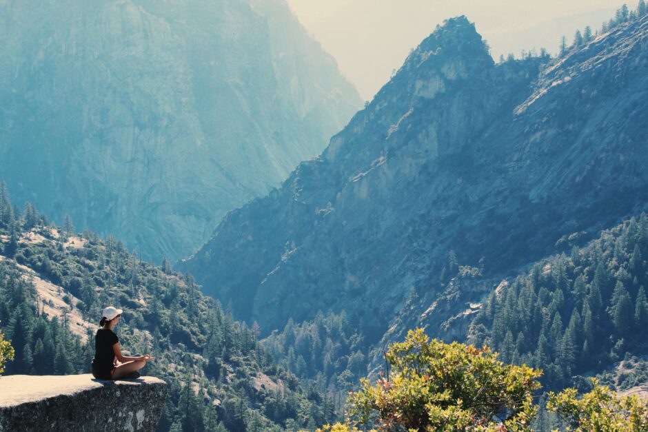 Meditating in mountains
